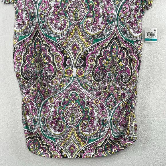 INC International Concepts Multi Opulent Paisley Ruched Tunic Top Plus 0X NWT - Picture 8 of 16